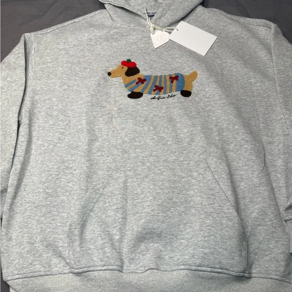 AELFRIC EDEN Gray Hoodie with Dog Embroidery - Picture 3 of 9